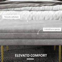 Panca Fondo Letto con Spazio Portaoggetti, in Acciaio e Poliestere, 79.5x37.5x43 cm, Grigia