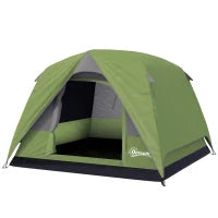 Tenda da Campeggio per 3 Persone Impermeabile con Tasca, Gancio per Lanterna e Borsa, 2x2x1.35m, Verde