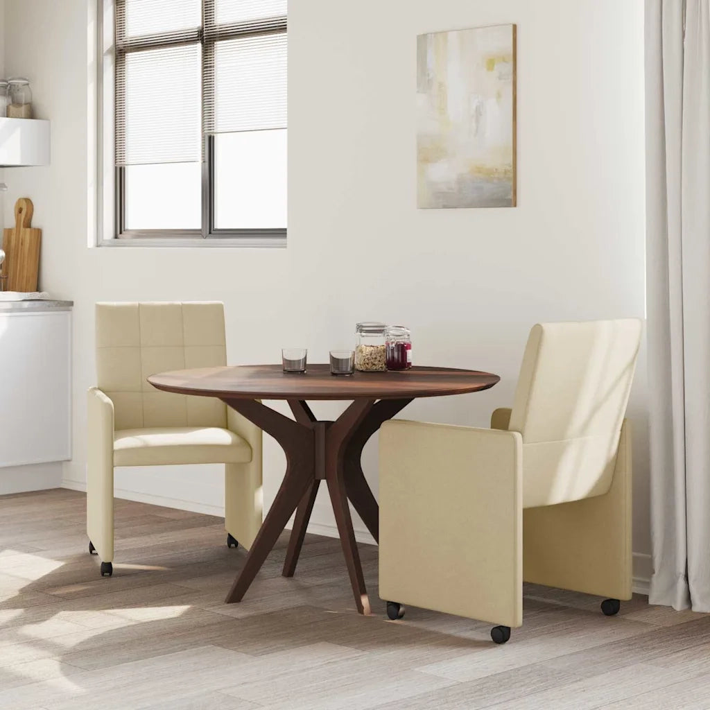 Sedie da Pranzo con Ruote 2 pcs Crema 58 x 65 x 94 cm Tessuto 42017836