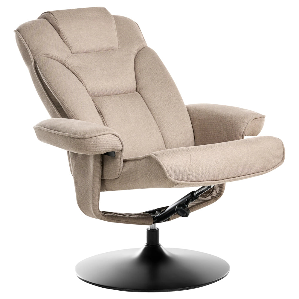 Poltrona reclinabile Taupe con poggiapiedi Poylester Tessuto girevole imbottito Struttura in metallo Design retrò