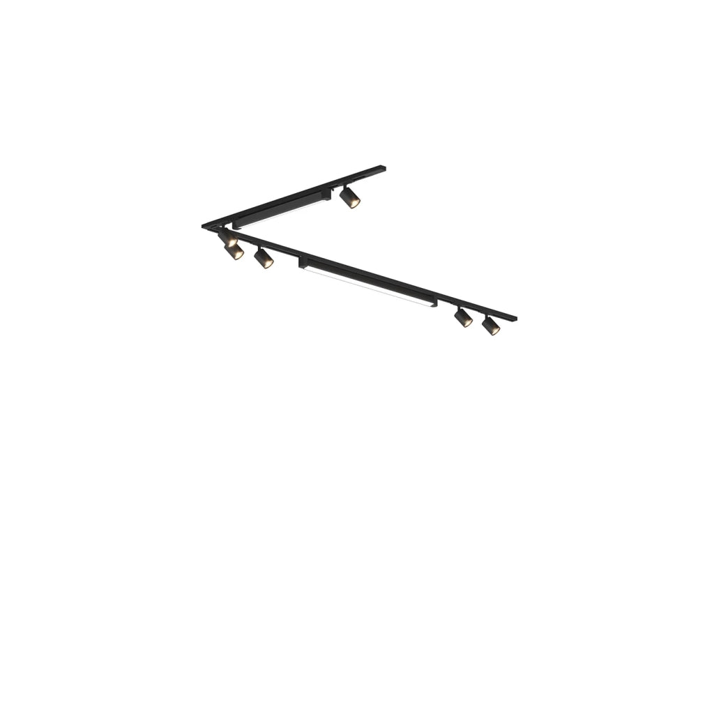 Kit Binario Moderno Mono Mix Metallo Nero 8 Luci Led-Gu10 68W Calda