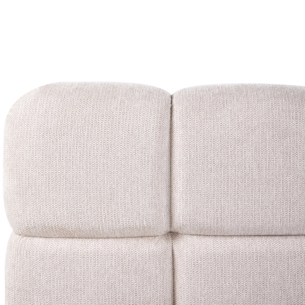 Letto 160 x 200 cm in tessuto beige chiaro, struttura imbottita, testiera con motivo a biscotto e contenitore