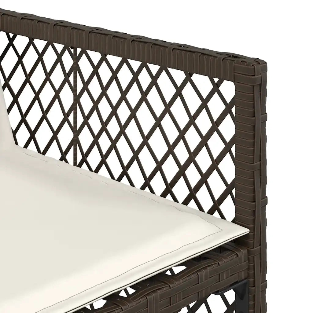 Set da Pranzo da Giardino 9pz con Cuscini Marrone in Polyrattan