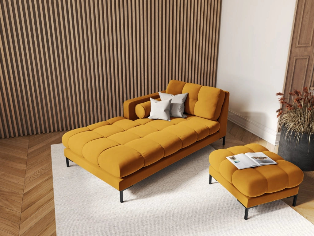 Cosmopolitan Design - Chaise longue sinistra "Bali" in velluto giallo 