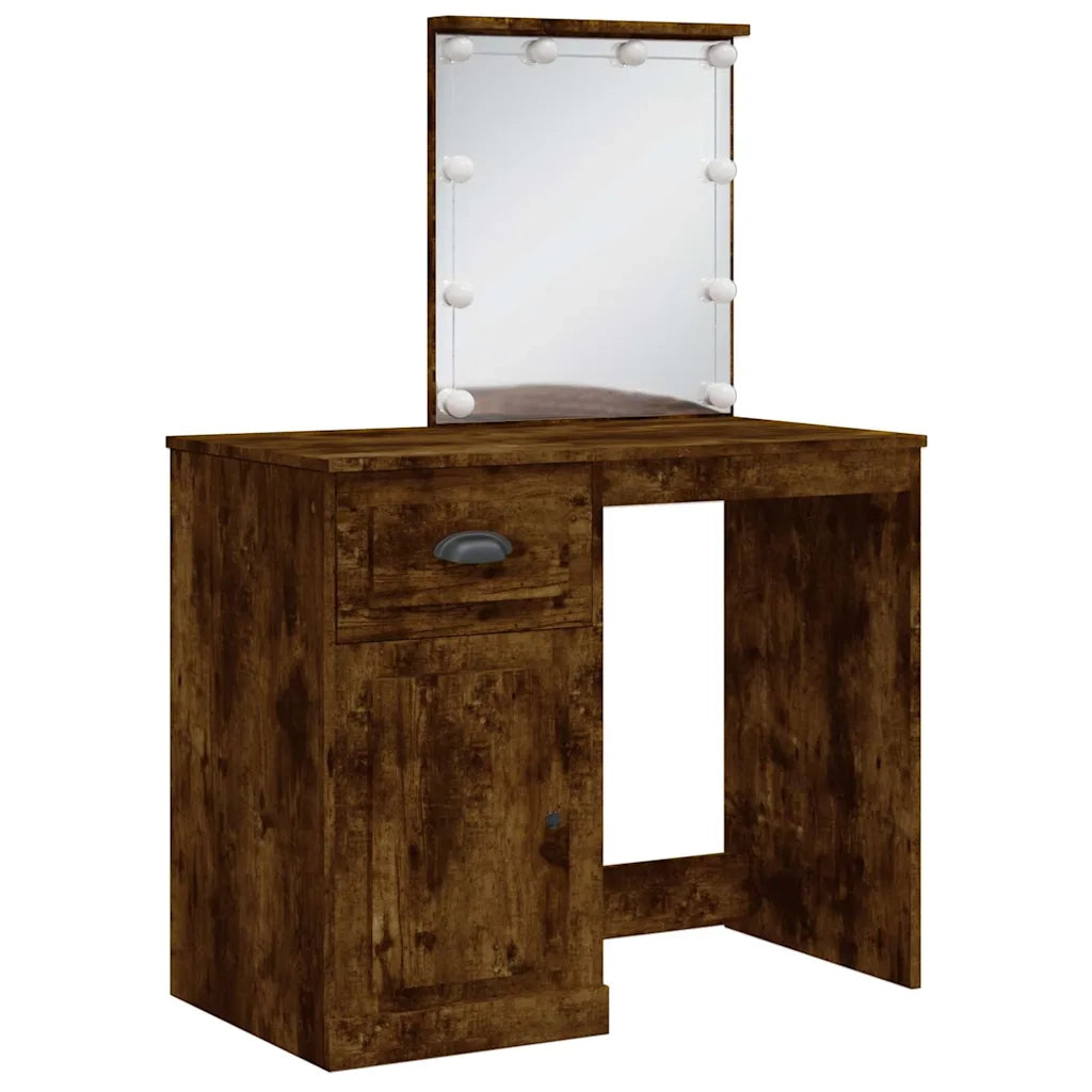 vidaXL Toeletta con Luci LED Rovere Fumo 90x42x132,5 cm