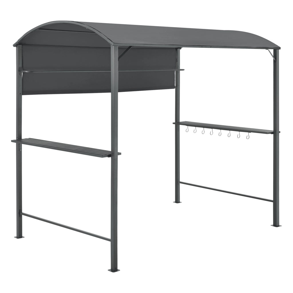 Gazebo per Barbecue Pyrgos con 2 Ripiani 215 x 220 x 140 cm - Grigio Scuro [en.casa]