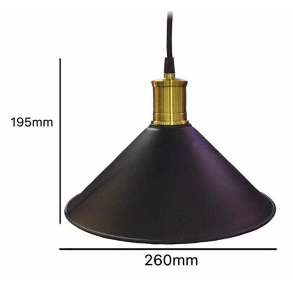 Trade Shop - Lampadario A Sospensione Stile Industriale Paralume Nero Rame Lampada Attacco E27 -