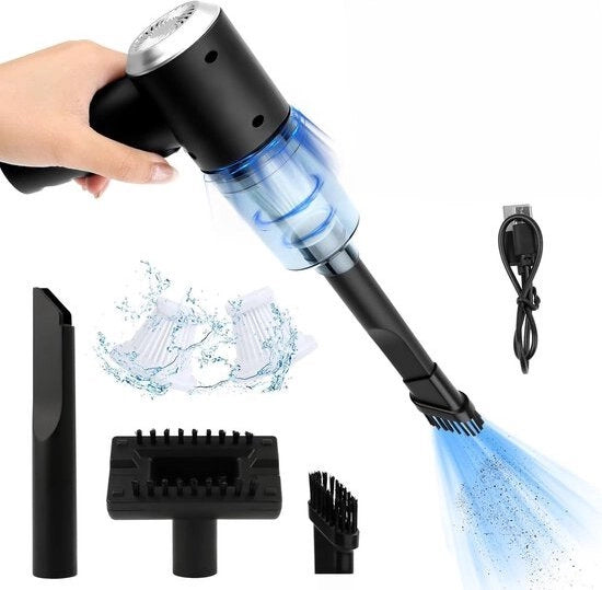 Aspiratore di polvere portatile - 998 Pa - tipo C USB ricaricabile - 120W - Compatto - Filtro HEPA - 3 in 1 - Nero