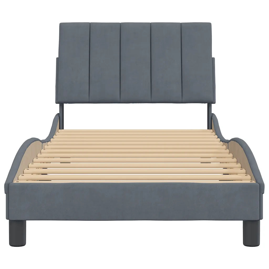 Giroletto senza Materasso-Struttura Letto Hanko Grigio Scuro 80x200 cm Velluto
