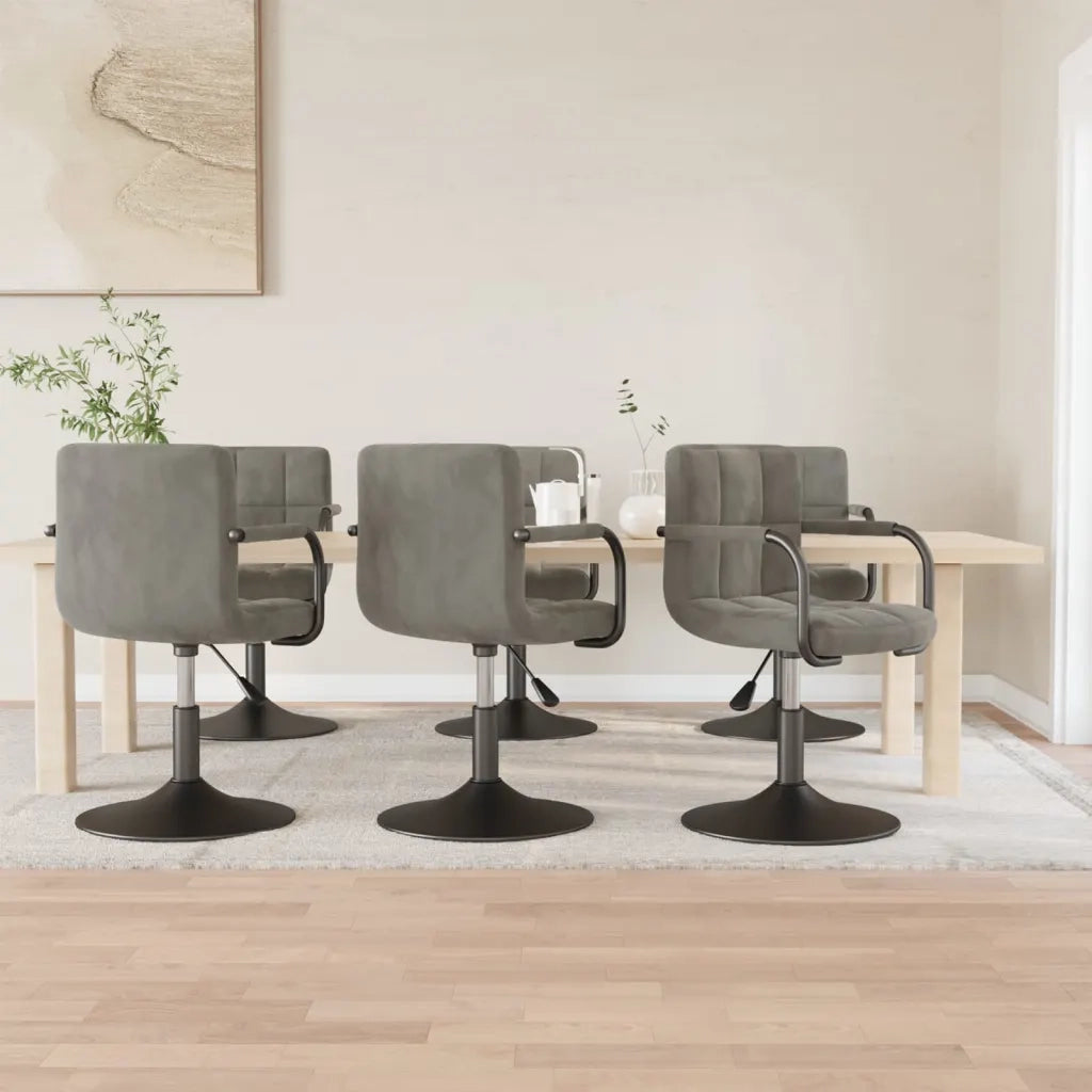 Sedie da Pranzo Girevoli 6 pz Grigio Chiaro in Velluto 3087930