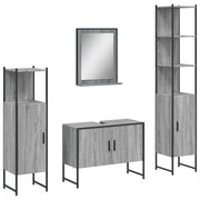 Set Mobili da Bagno | Armadio da bagno 4 pz Grigio Sonoma in Legno Multistrato