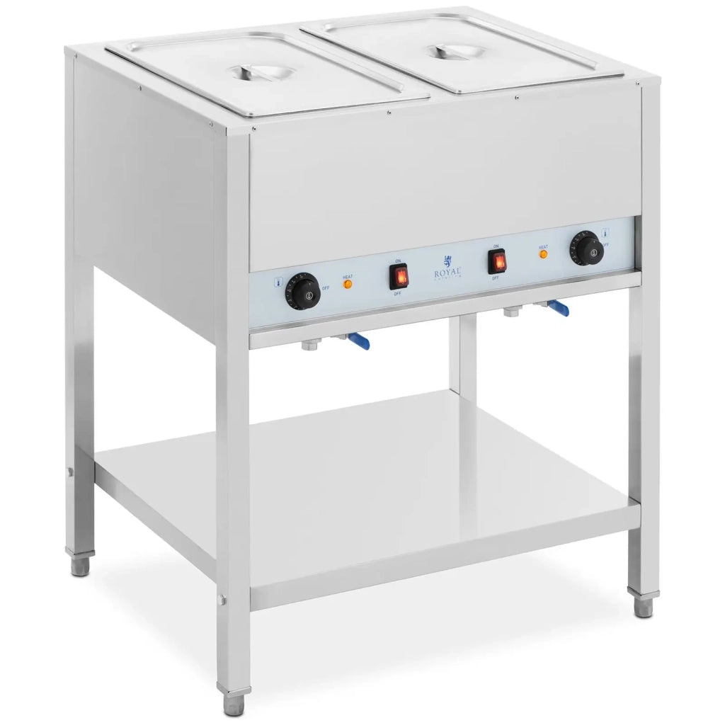 Bagnomaria professionale 1265 watt 2 x GN 1/1 su telaio in acciaio inox 201 argentato 14_0008301