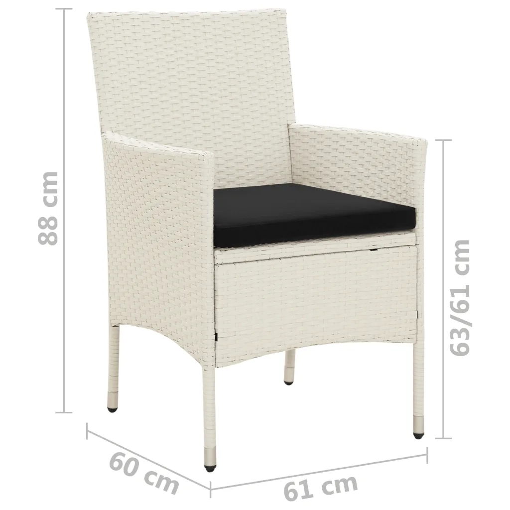 Sedie da Giardino con Cuscini 4 pz in Polyrattan Bianche 316691