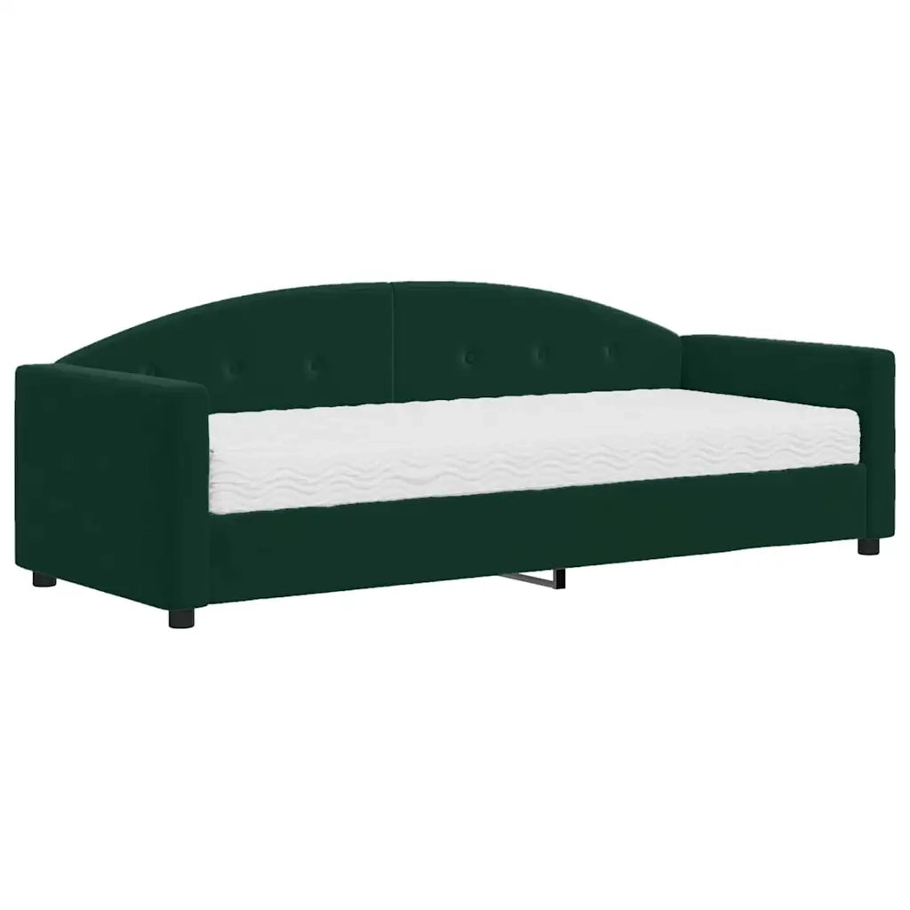 Divano letto | Sof¨¤ letto | Letto singolo con Materasso Verde Scuro 90x200 cm in Velluto