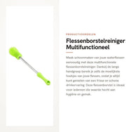 Pulitore di bottiglie con manico lungo in silicone - multifunzionale - rotativo - verde - dimensioni 27 cm - set di bottiglie