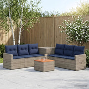 Set di divani 8 pz Grigio e Blu Navy Rattan sintetico e Acciaio 3448389
