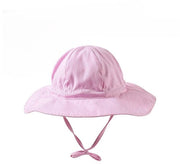 Cappello per bambini adattabile con protezione UV, cinture regolabili e ala ampia (L: 48cm) - Rosso e bianco con strisce