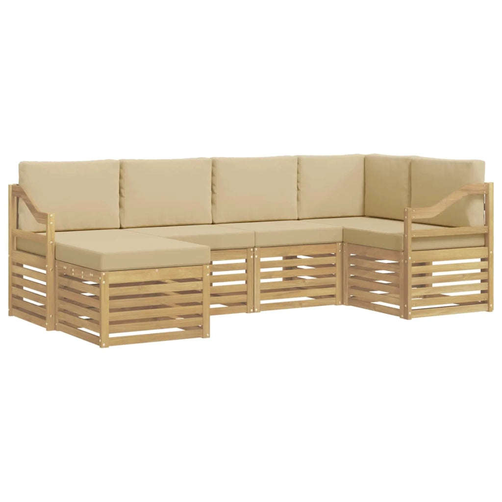 Set di divani da esterno 6 pcs Bianco e Beige Poliestere