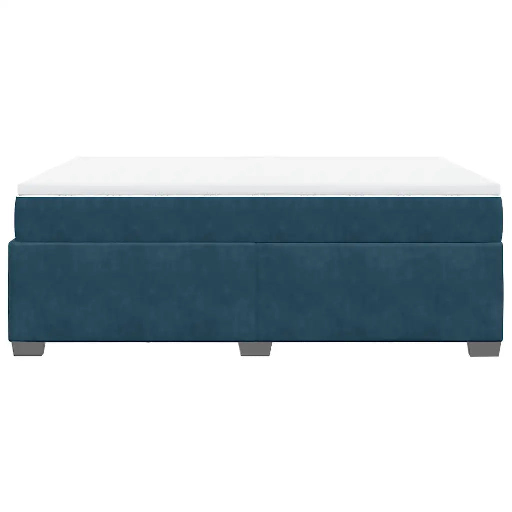 vidaXL Giroletto a Molle con Materasso Blu Scuro 140x190 cm in Velluto