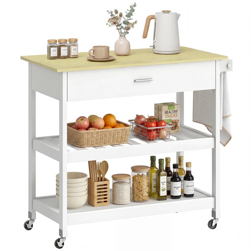 Isola cucina con ruote ¨C zephmum ¨C bianco 120x60x90