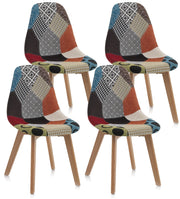 Set 4 Sedie 47,5x43x82,5 cm in Tessuto Patchwork