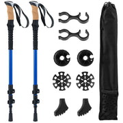 Set di 2 bastoncini da trekking pieghevoli 95 x 135 cm leggeri ergonomici design moderno alluminio blu 20_0016098