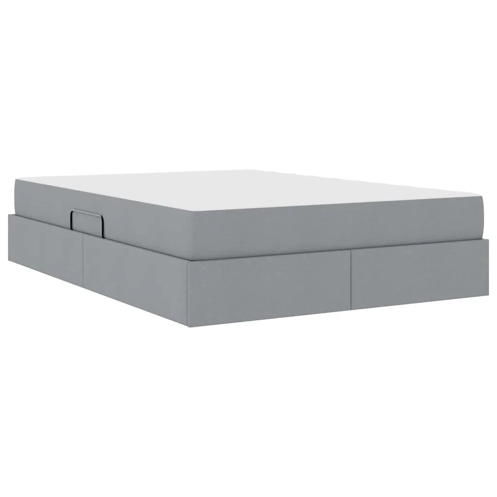 Letto con contenitore e materasso Grigio chiaro 140 x 190 cm