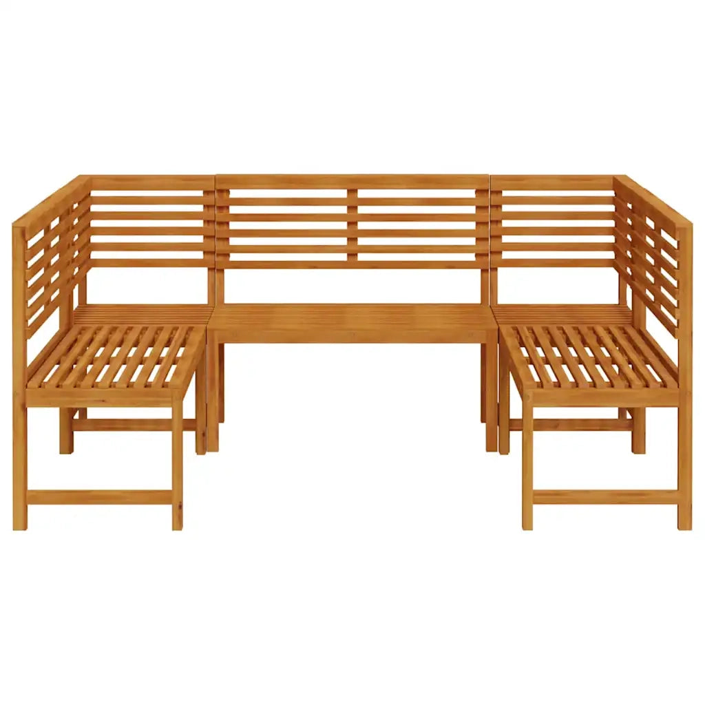 Set Panchina da Giardino 5 pcs Marrone Legno di Acacia Massello 3328690