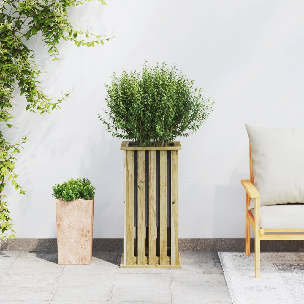 Fioriera da Giardino con Rivestimento 33x33x65 cm Legno di Pino Impregnato