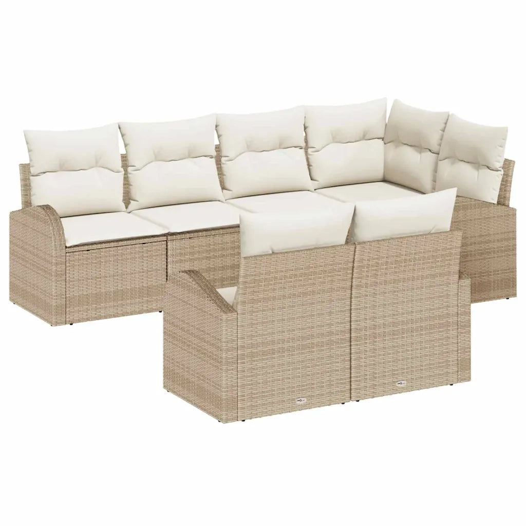 Set Divano da Giardino Beige polyrattan