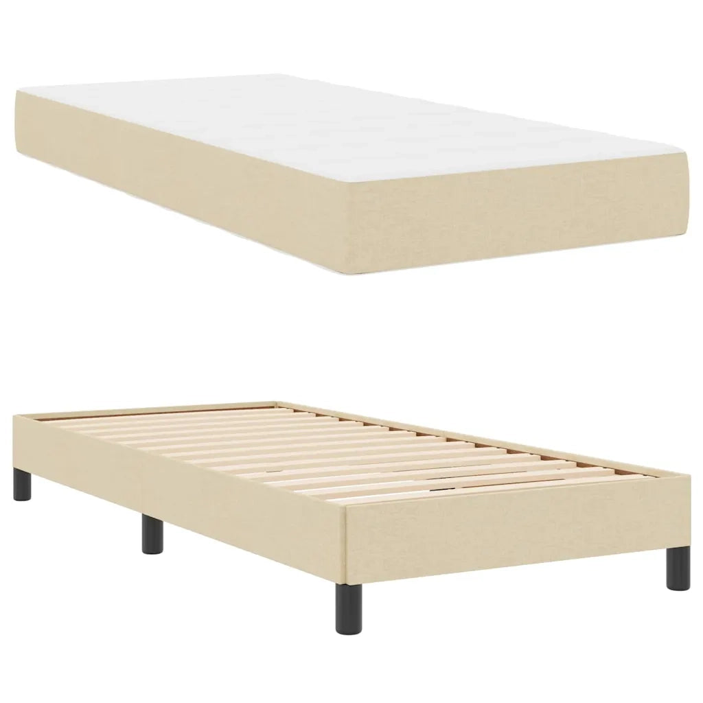 Letto a molle con materasso Crema 90 x 200 cm Tessuto