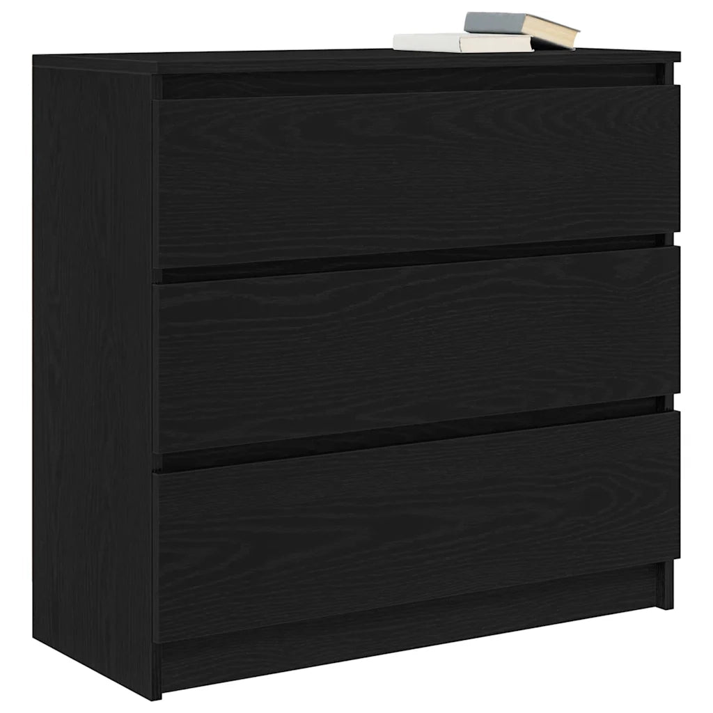 Credenza Rovere Nero 80x35x76 cm in Legno Multistrato 861734