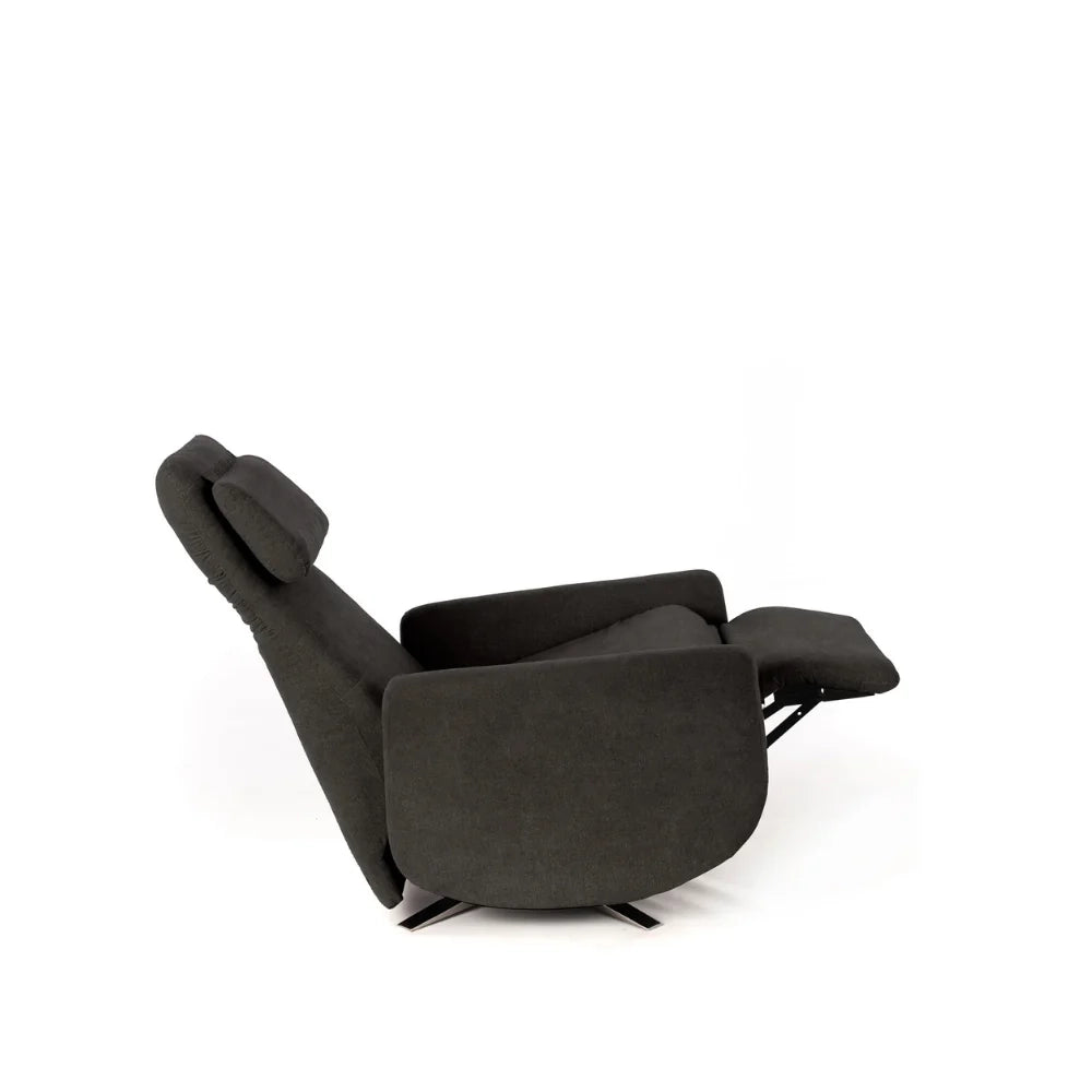 Poltrona reclinabile relax manuale con poggiapiedi Roberta grigio scuro | Duzzle