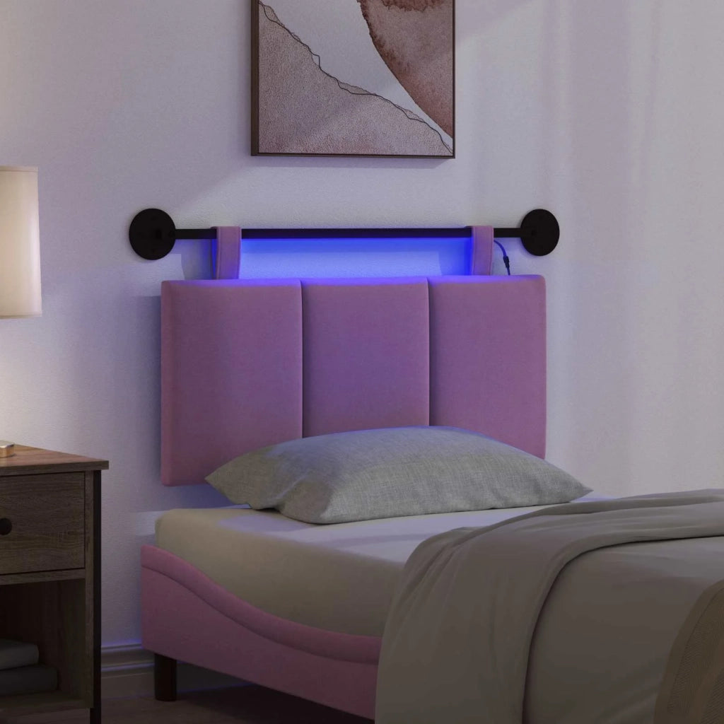 Testiera sospesa Con luce LED Rosa Tessuto 3424747