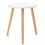 Tavolino rotondo set da 1 40 x 48 cm pratico e leggero stile scandinavo contemporaneo realizzato in MDF bianco e legno di pino 20_0019635