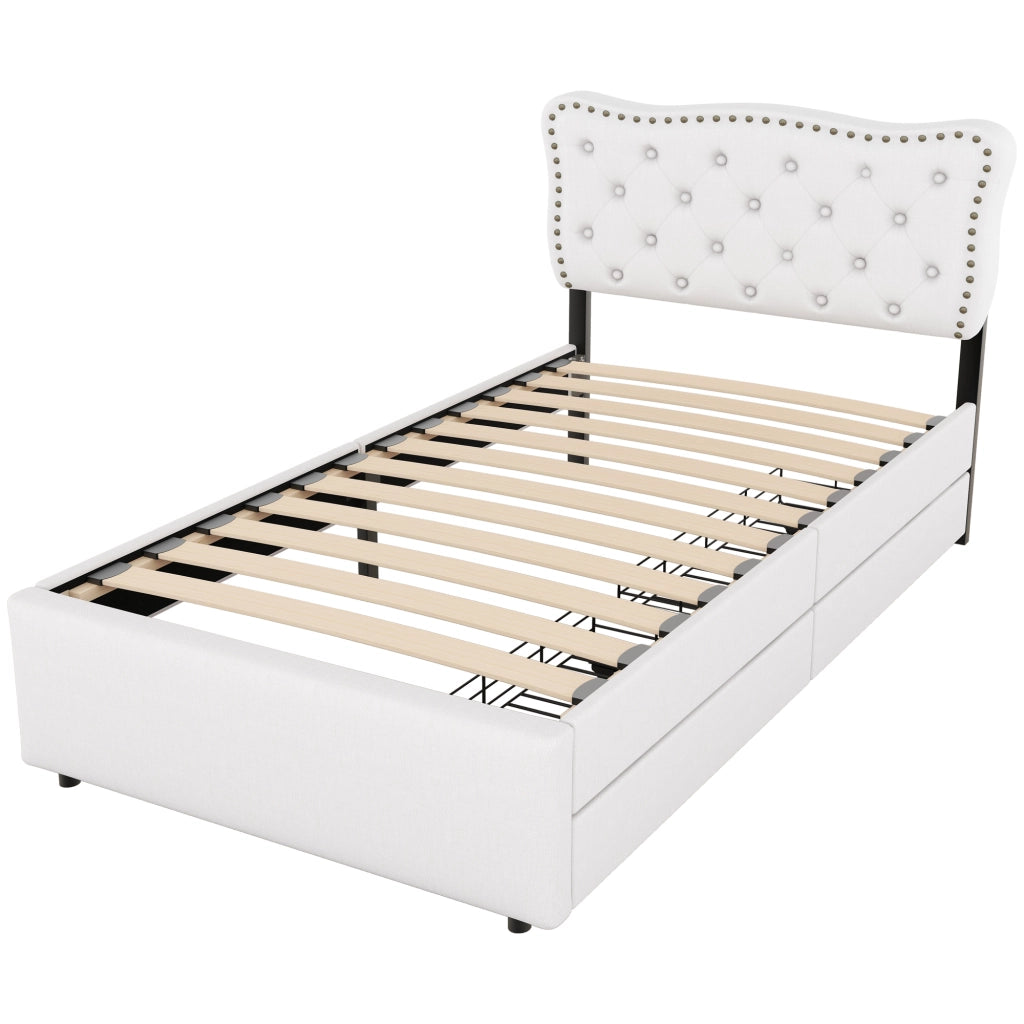 letto imbottito mdf beige 90 x 200 cm