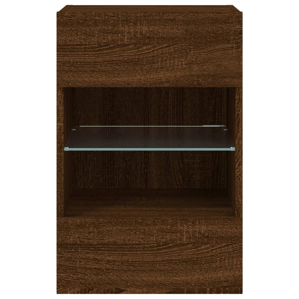 Mobile TV multimediale mensola TV credenza mobile TV parete attrezzata per sala da pranzo soggiorno camera da letto con luci LED rovere 40 x 30 x 60,5 cm marrone 02_0027948