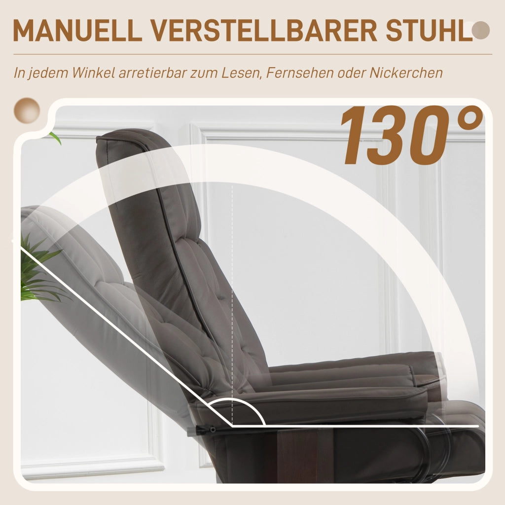 Poltrona relax girevole reclinabile con poggiapiedi ¨C zephmum ¨C similpelle marrone
