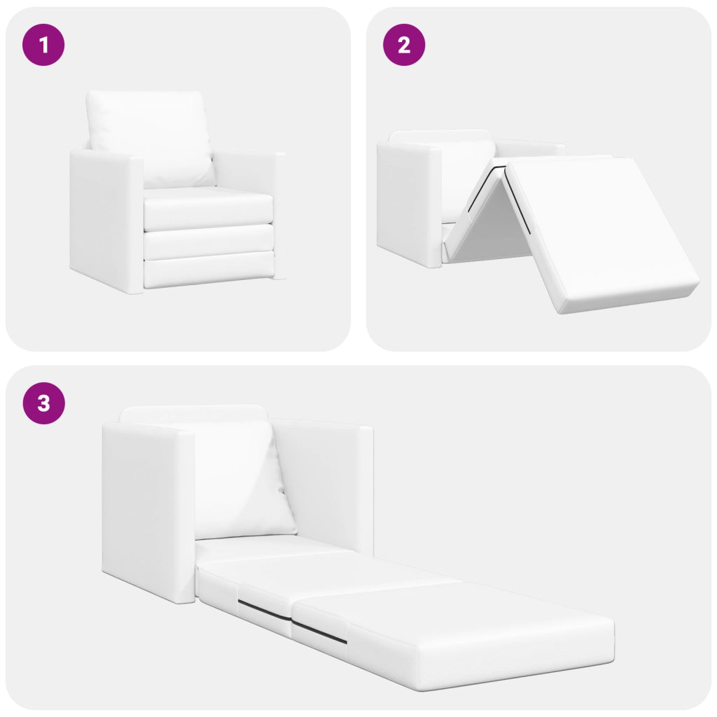 Divano Letto 2-in-1 Bianco 74x77x81 cm Pelle Sintetica