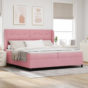 Letto Box Spring  con Materasso Rosa 200x200 cm Velluto