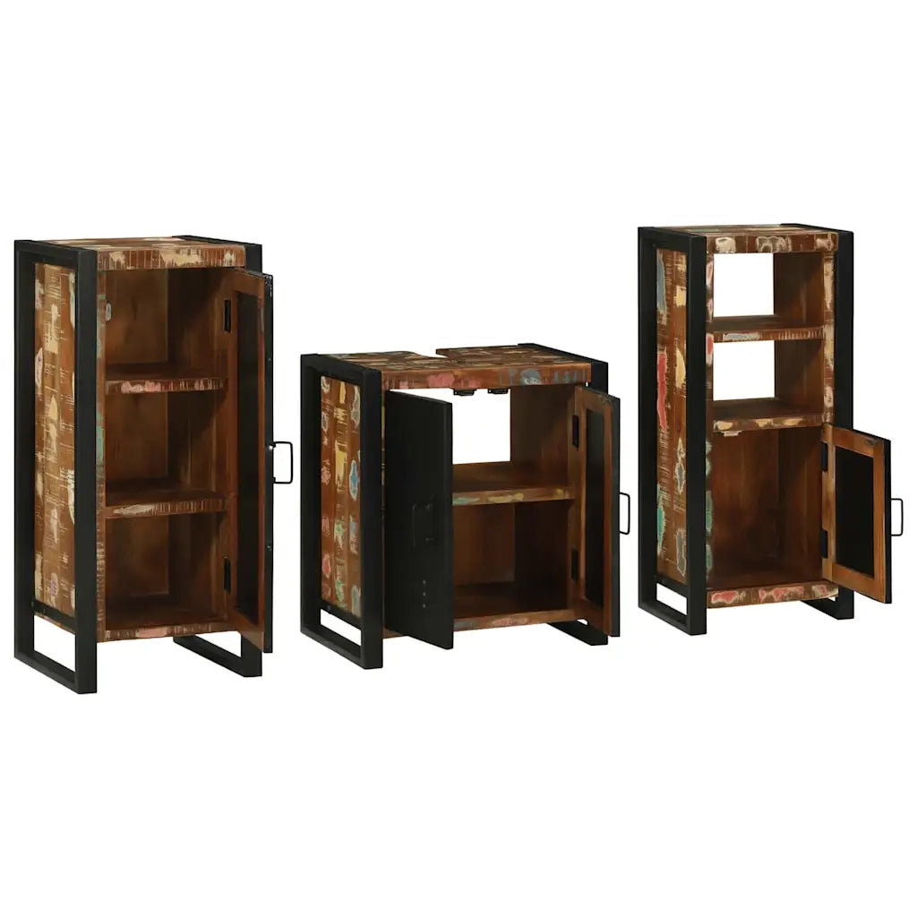 Set di mobili per il bagno 3 pcs Legno Recuperato Massello
