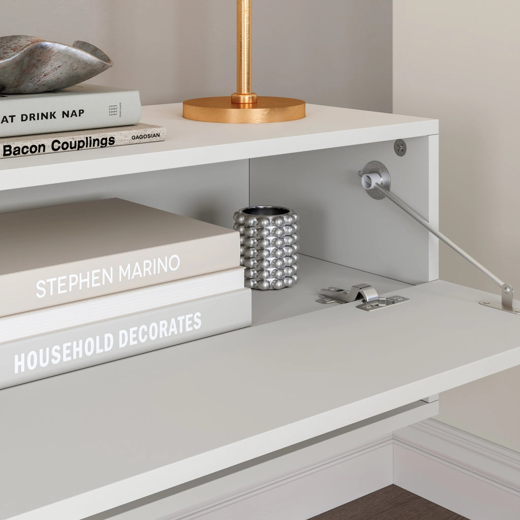 Mobile Porta TV Halmstad da Parete con Ante a Ribalta 180 x 31 x 30 cm - Bianco [en.casa]