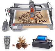 Macchina Lasergraveer 10 W, Superficie grande 15,7 x 15,7 pollici, Tamburo rotante, Taglierina ad alta velocità per legno, metallo, acrilico, 10000 mm/min, Punto compresso