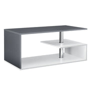 Tavolino da salotto con ripiano portaoggetti in MDF 90 cm bianco e grigio scuro 03_0004158