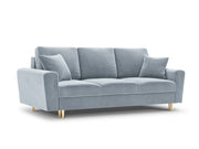 Cosmopolitan Design - Divano convertibile con contenitore "Kyoto" 3 posti in velluto azzurro 