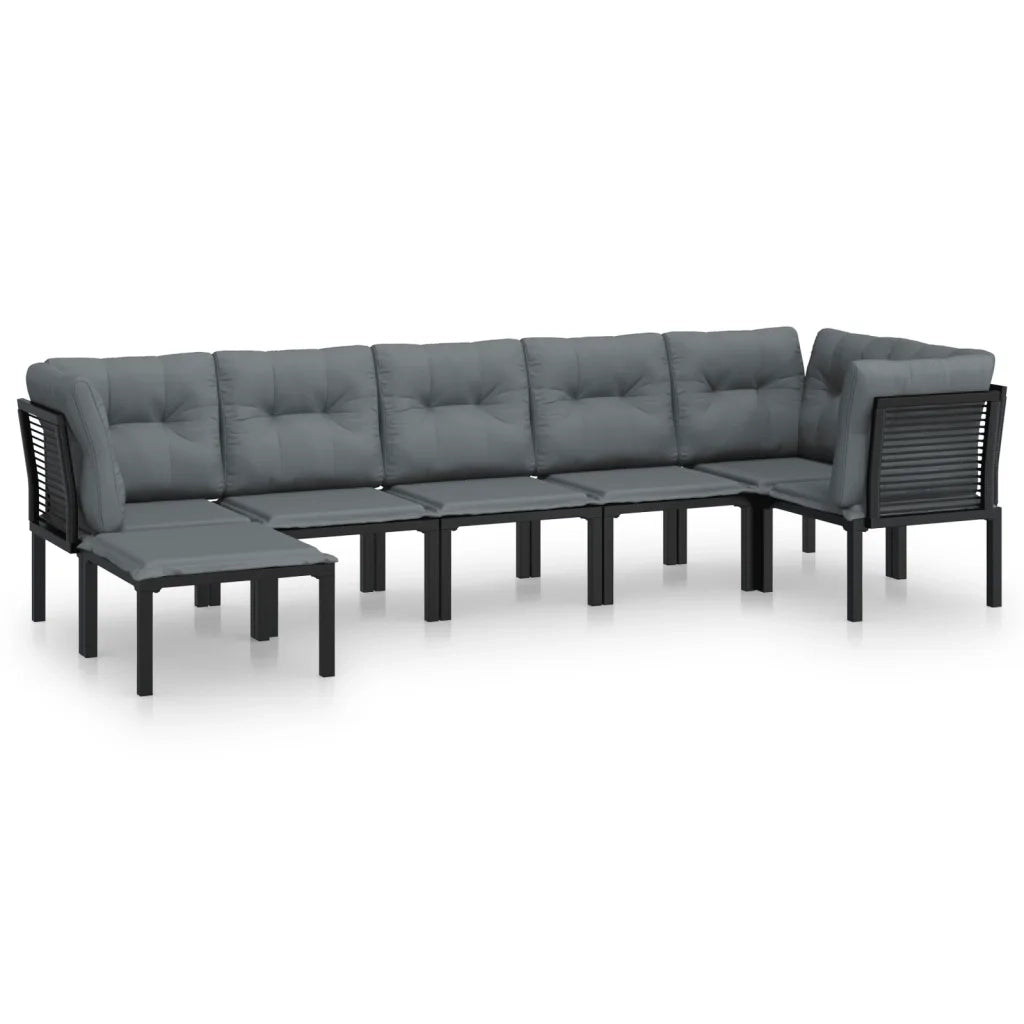 Set Salotto da Giardino 7 pz Nero e Grigio in Polyrattan 3187760