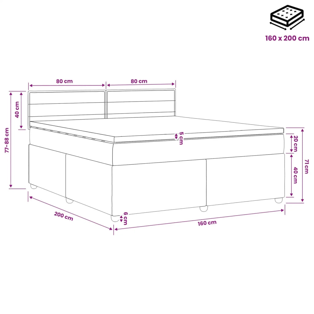 Letto box spring con materasso Blu 160 x 200 cm Tessuto 3450992