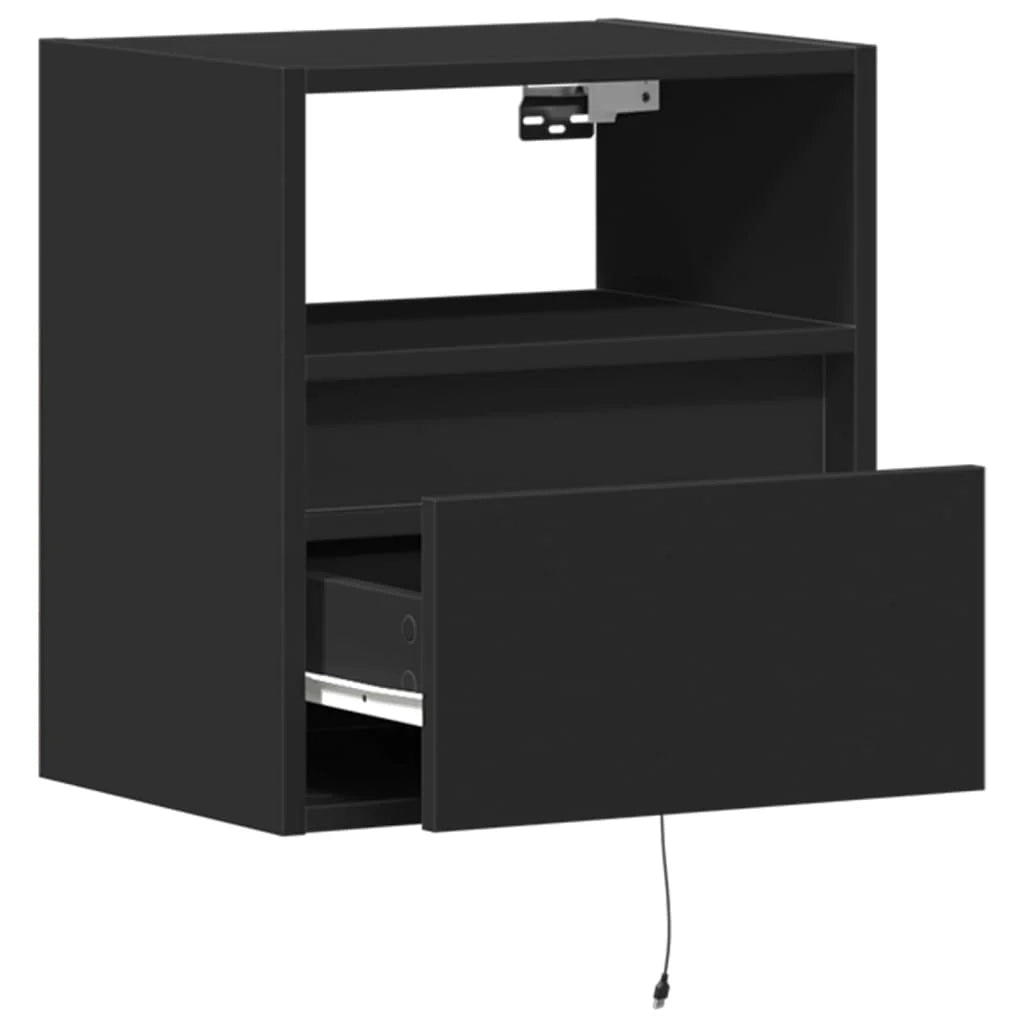 Mobile TV multimediale da parete mensola TV credenza mobile TV per sala da pranzo soggiorno camera da letto con luci LED 2 pezzi 41 x 31 x 45 cm nero 02_0029107