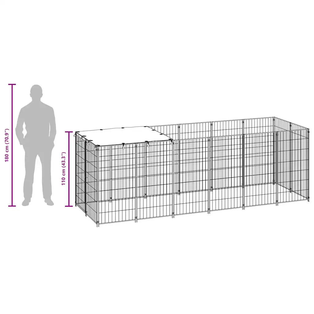 Gabbia per Cani Argento 330x110x110 cm in Acciaio 150786