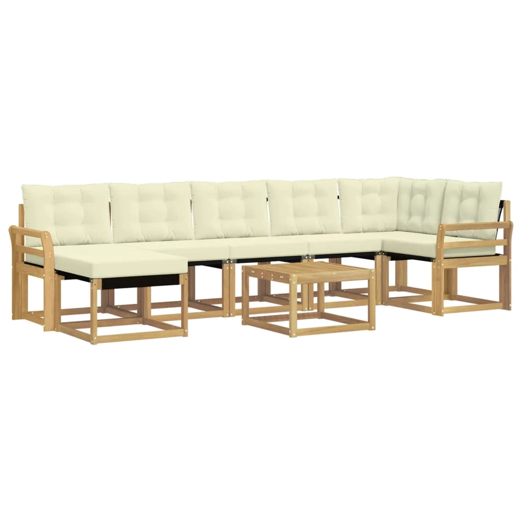 Set di divani da esterno con cuscino 8 pcs Bianco e Crema